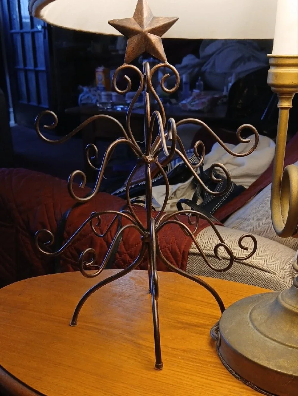 Rustic Metal Table Display Tree with Star Accent - Brown Vintage Holiday